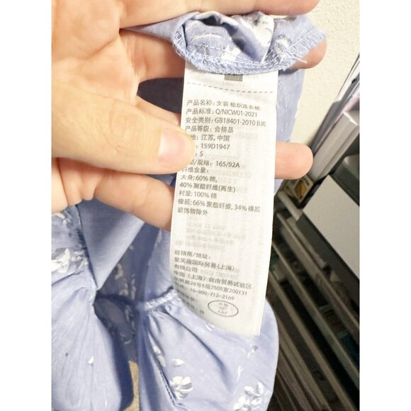 Abercrombie & Fitch Poplin Puff Sleeve Midi Dress Smocked Back Floral Blue Small - Picture 5 of 6